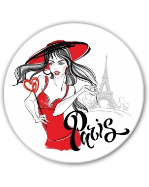 Demoiselle en robe rouge à Paris